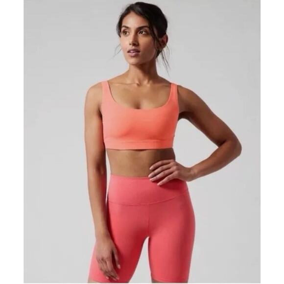 Athleta WORKOUT SET Salutation Stash Pocket II Capri & Exhale Bra 3X Coral NWT‎ - Picture 9 of 11